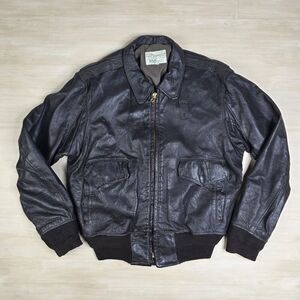 A2 Type Leather Bomber Jacket Vintage 80’s R&R Official US Border Patrol Size 42